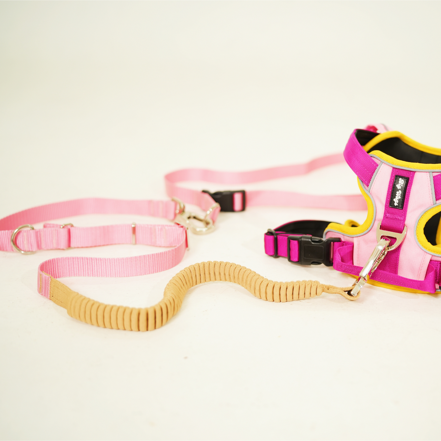 Big Wags Pink Bungee hands-free leash with body strap