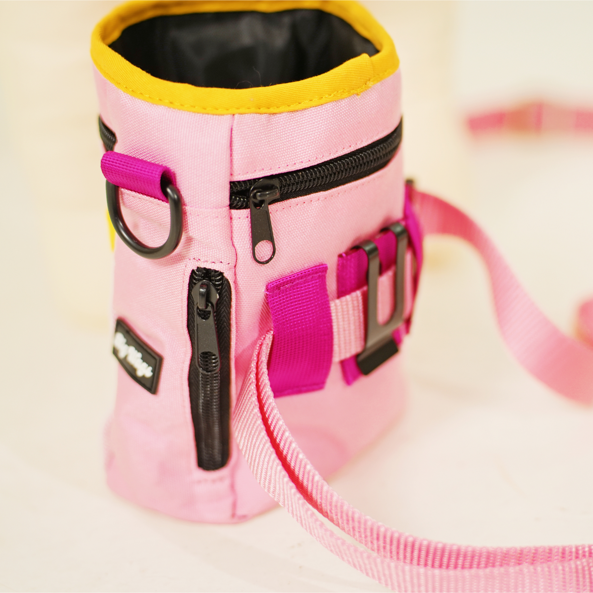 Big Wags Treat Pouch in pink and yellow